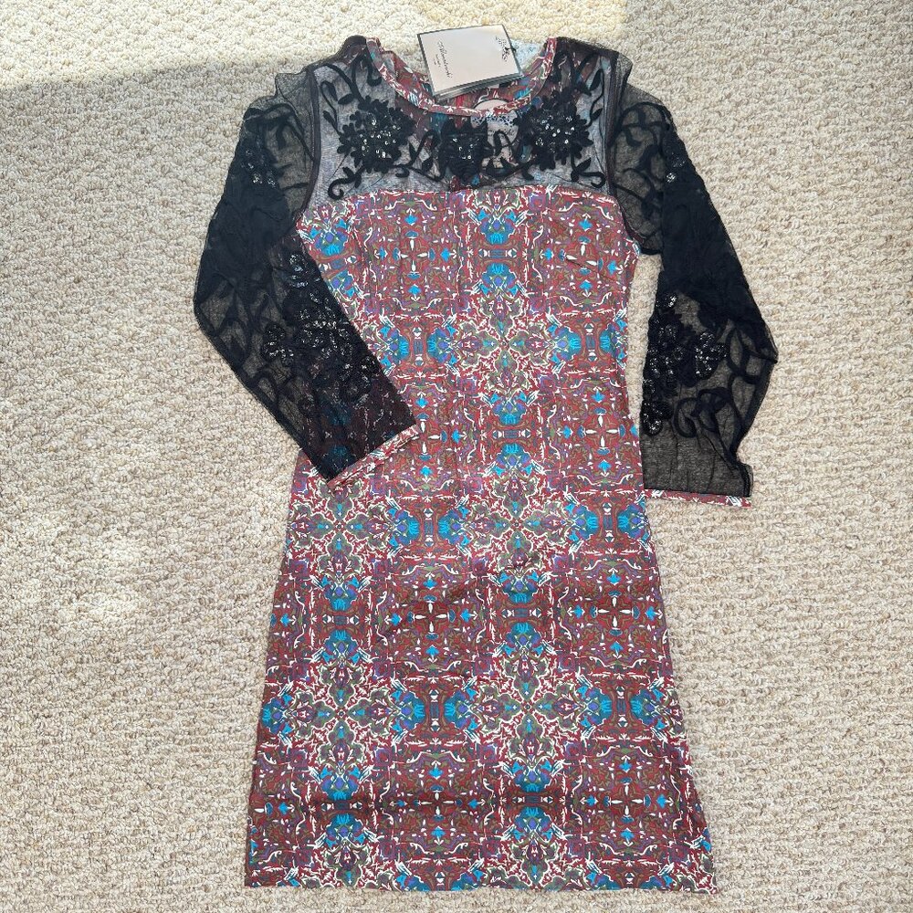 Almatrichi lace sequin dress floral back‎ zip 38 (US 6)  mantingm07